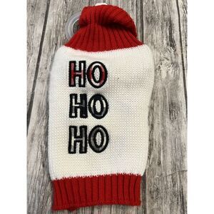 Pet Central Winter Dog Knitted Sweater, Size XS, Red Beige With‎ HO HO HO Santa